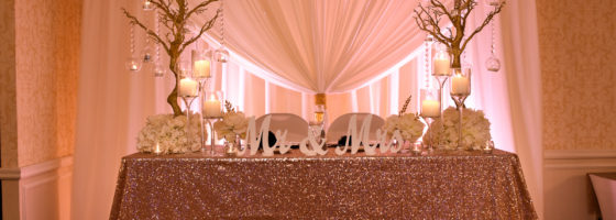 sequin wedding sweetheart table