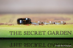 wedding rings on the secret garden book