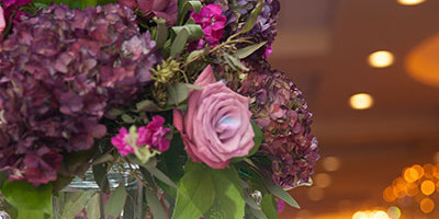 purple roses centerpiece