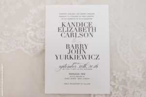 simple wedding invitation on lace