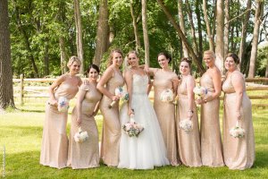 gold bridesmaids dresses