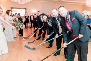 hockey sticks at a wedding