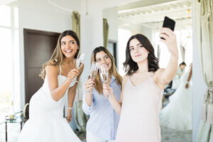 wedding party taking selfie