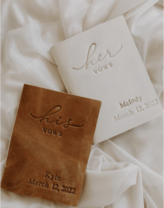 His and hers vow booklets.