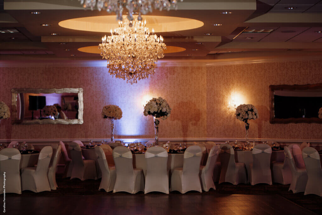a dark and romantic themed ballroom